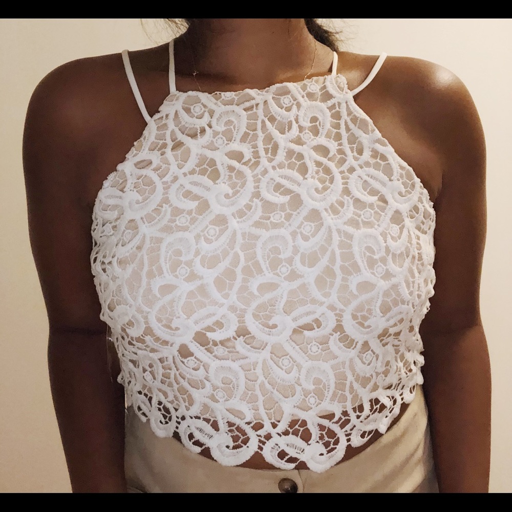 White cropped top